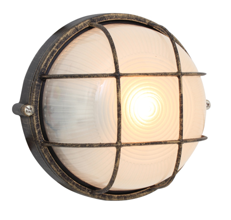 Die Cast Aluminium Small Round Grid Bulkhead - White or Black/Gold