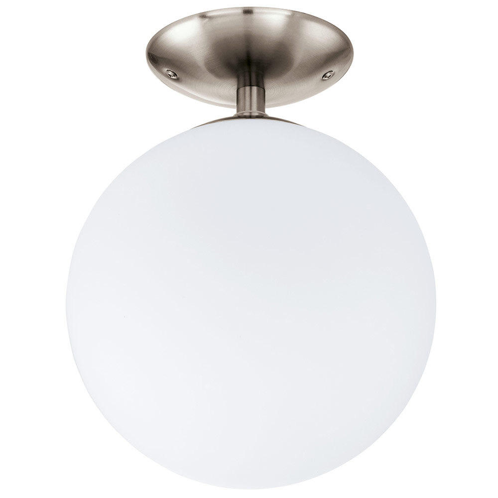Round Ball Glass Ceiling Light - Satin Chrome, Glass