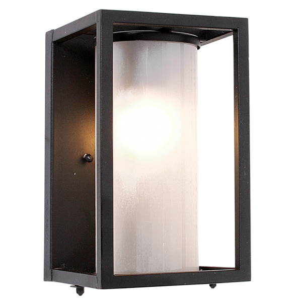 Die Cast Aluminium Lantern - Black with Frosted Glass
