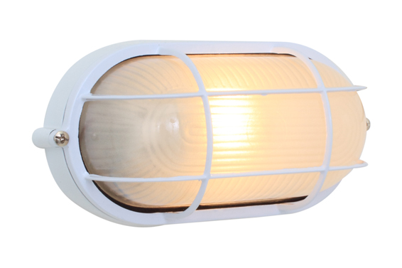 Die Cast Aluminium Oval Grid Bulkhead - White