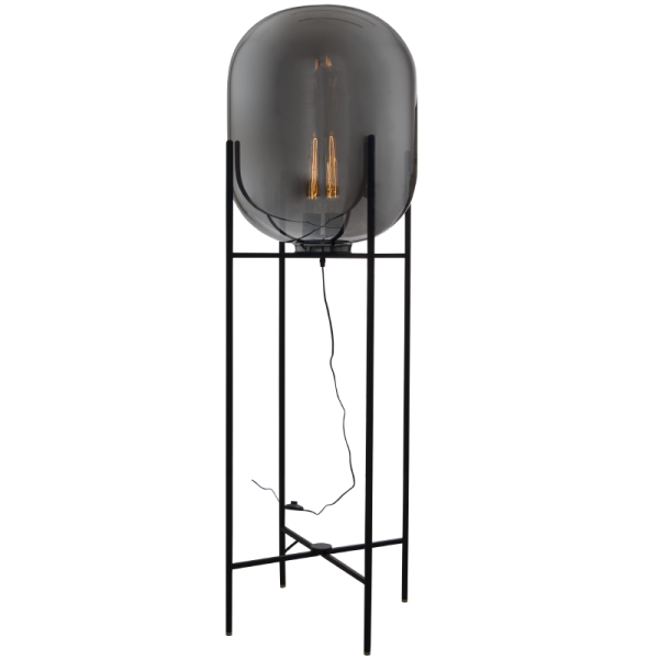 Metal Stand Lamp with Glass and Foot Switch