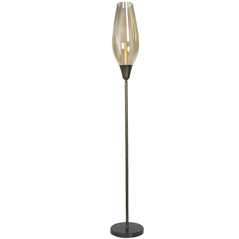 Metal Stand Lamp with Glass and Foot Switch