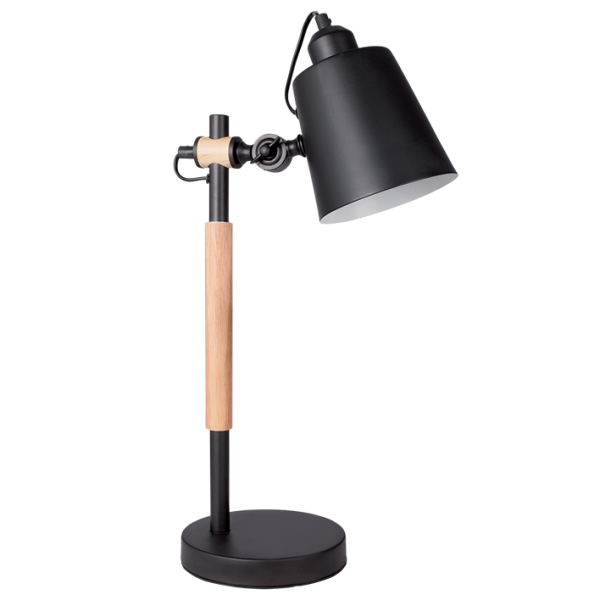 Metal and Wood Adjustable Table Lamp with Shade
