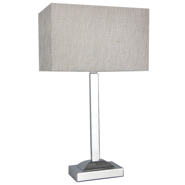 Polished Chrome Table Lamp with Rectangular Fabric Shade
