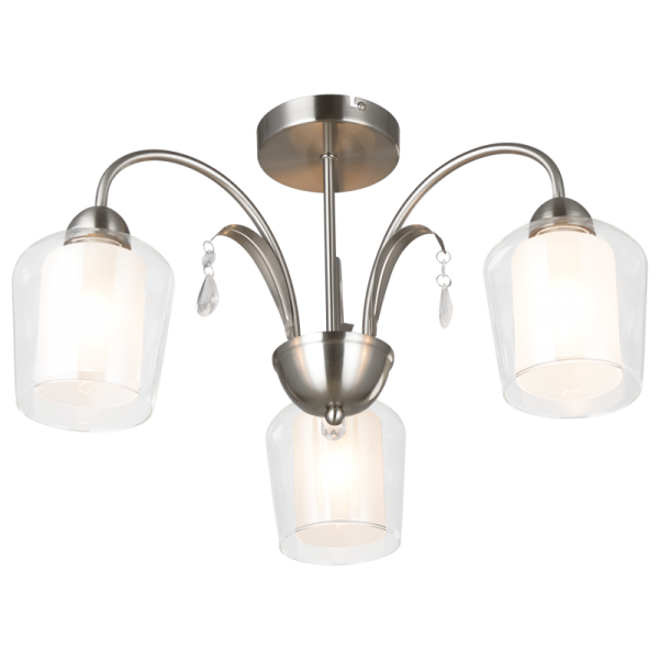 Satin Chrome and Glass Chandelier
