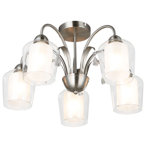 Satin Chrome and Glass Chandelier