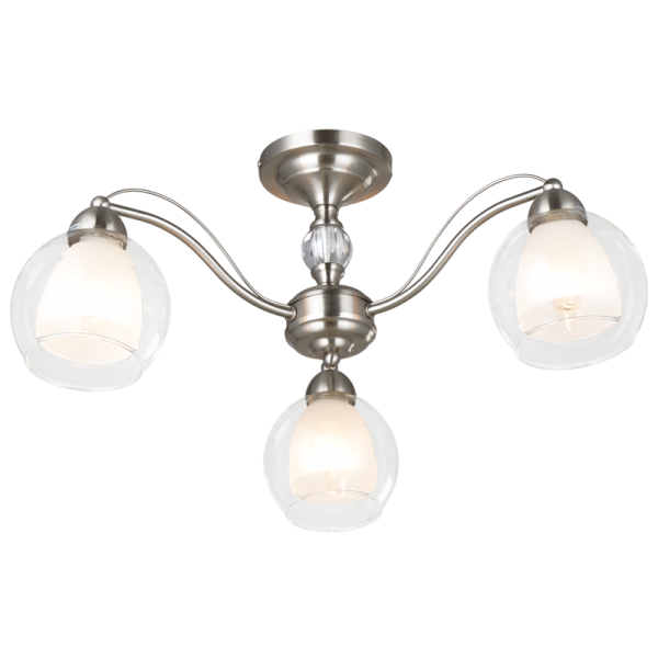 Satin Chrome and Glass Chandelier