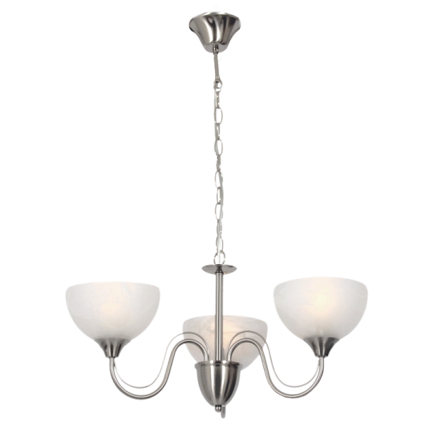 Satin Chrome and Glass Chandelier